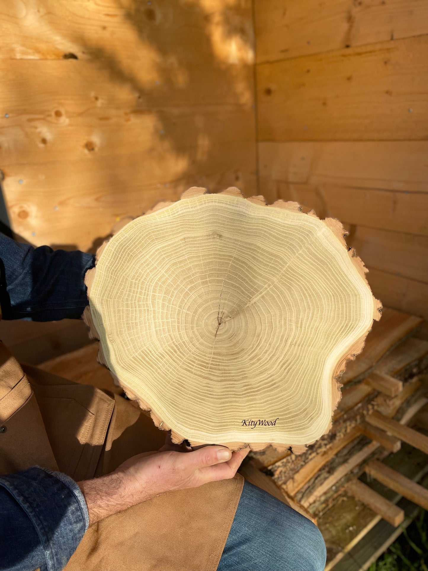 Tranche de bois en acacia plateau de décoration