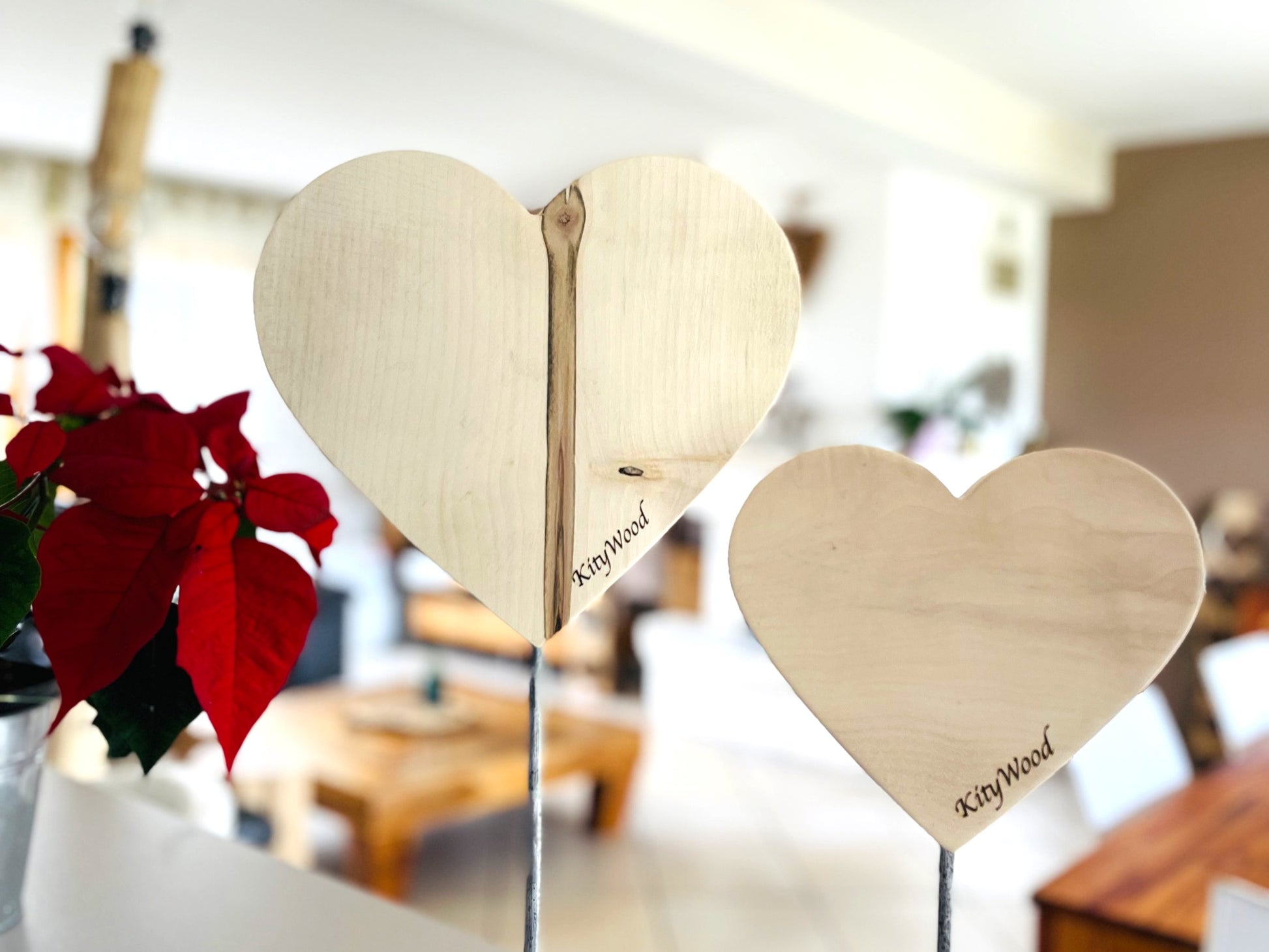 coeur en bois pour décoration sur pied