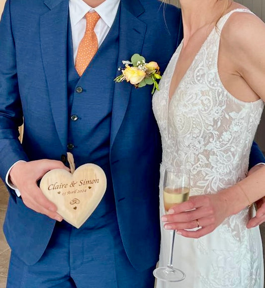 coeur en bois personnalisable mariage