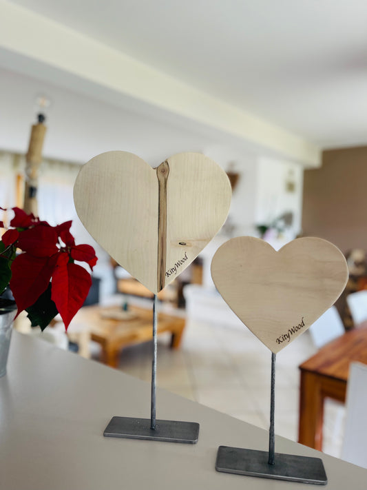 coeur en bois pour décoration sur pied