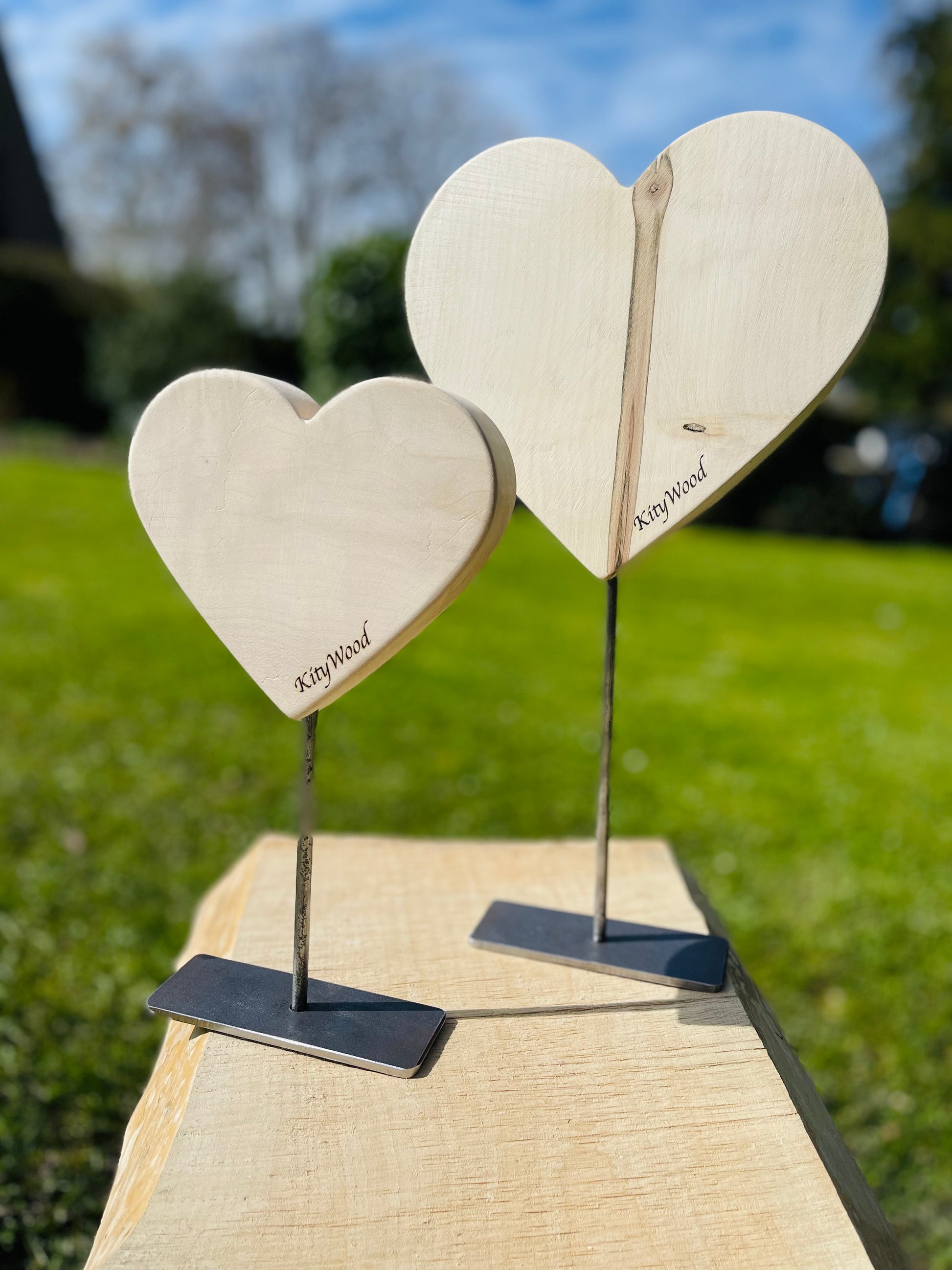 coeur en bois pour décoration sur pied