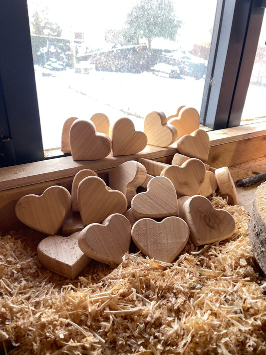 coeur en bois en fabrication