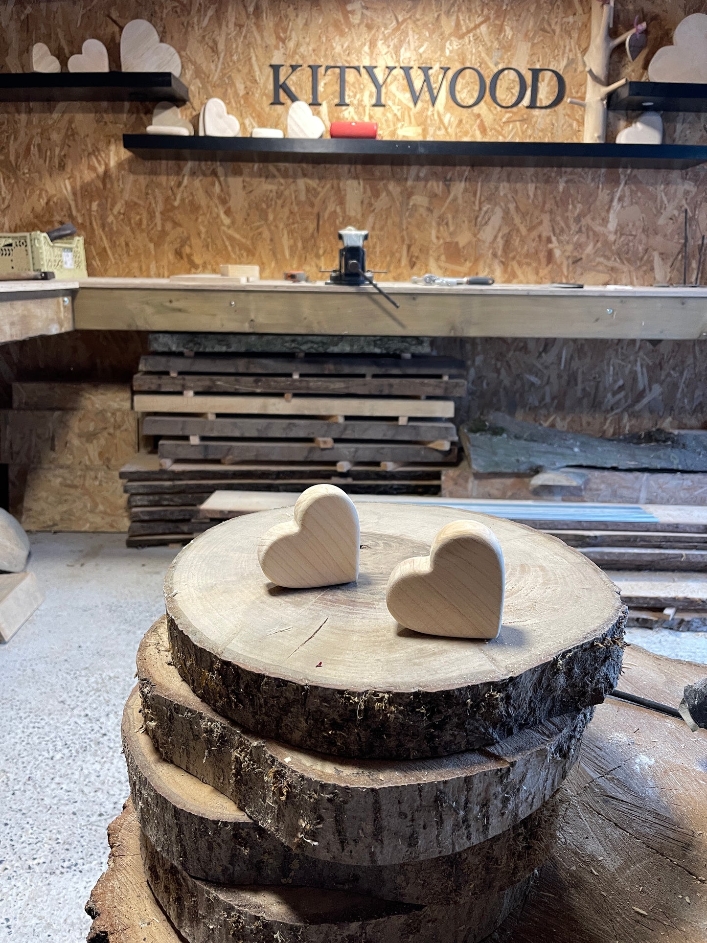 coeur en bois en fabrication